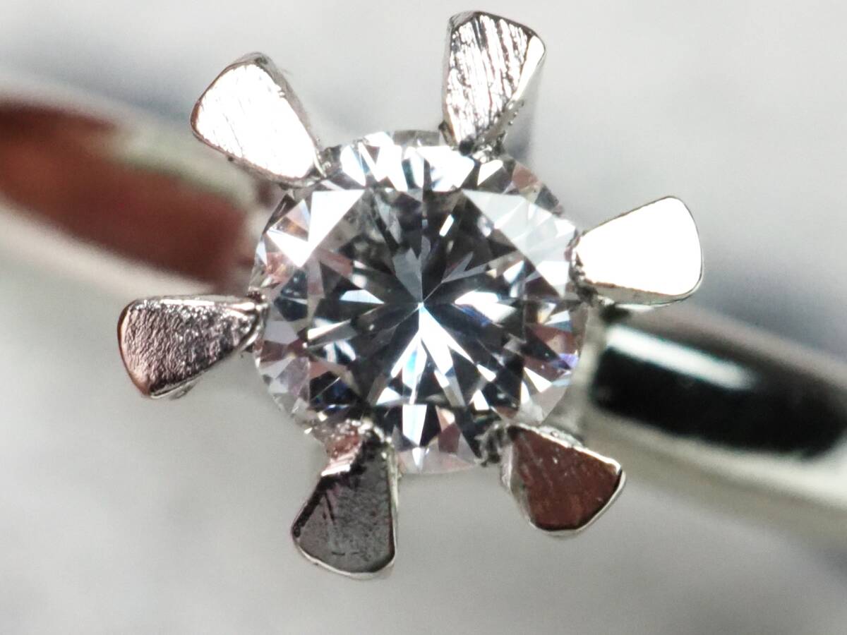 【3759E】Pt1000プラチナ 上質 天然ダイヤモンド 0.21ct/1.6g リング 指輪 ♯8の画像3
