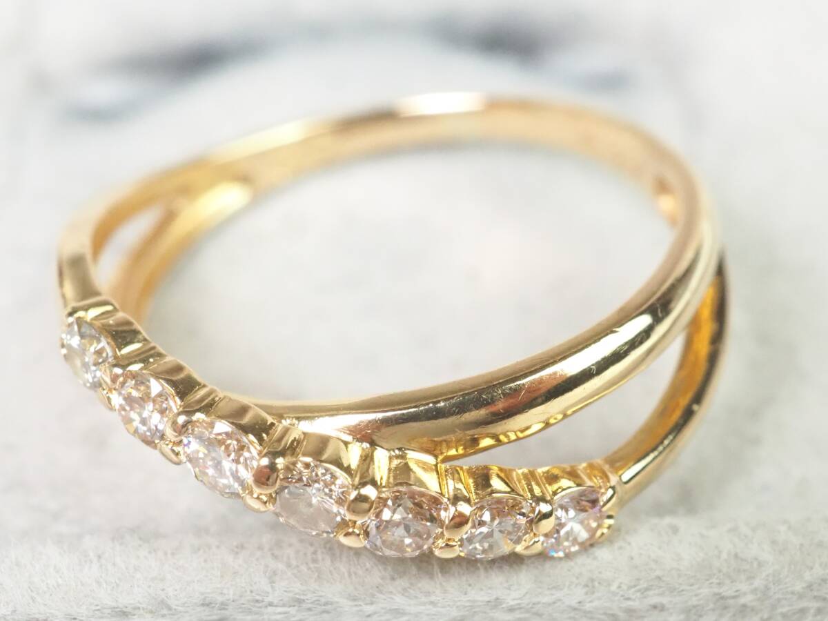 【3776A】K18ゴールド 天然ダイヤモンド 0.30ct/1.5g リング 指輪 ♯7の画像7