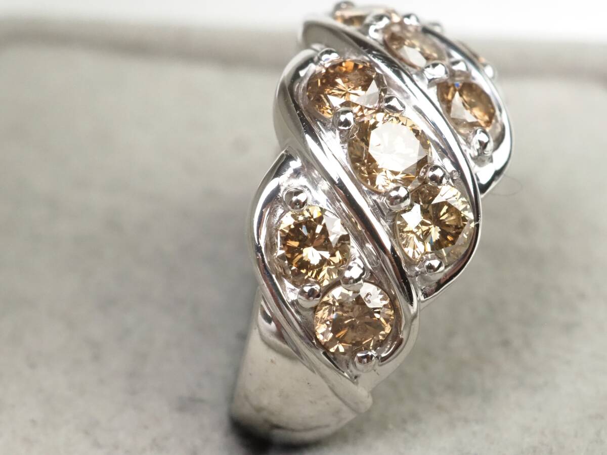 [3831A]K18WG белое золото натуральный бриллиант 2.0ct/5.36g кольцо кольцо #13
