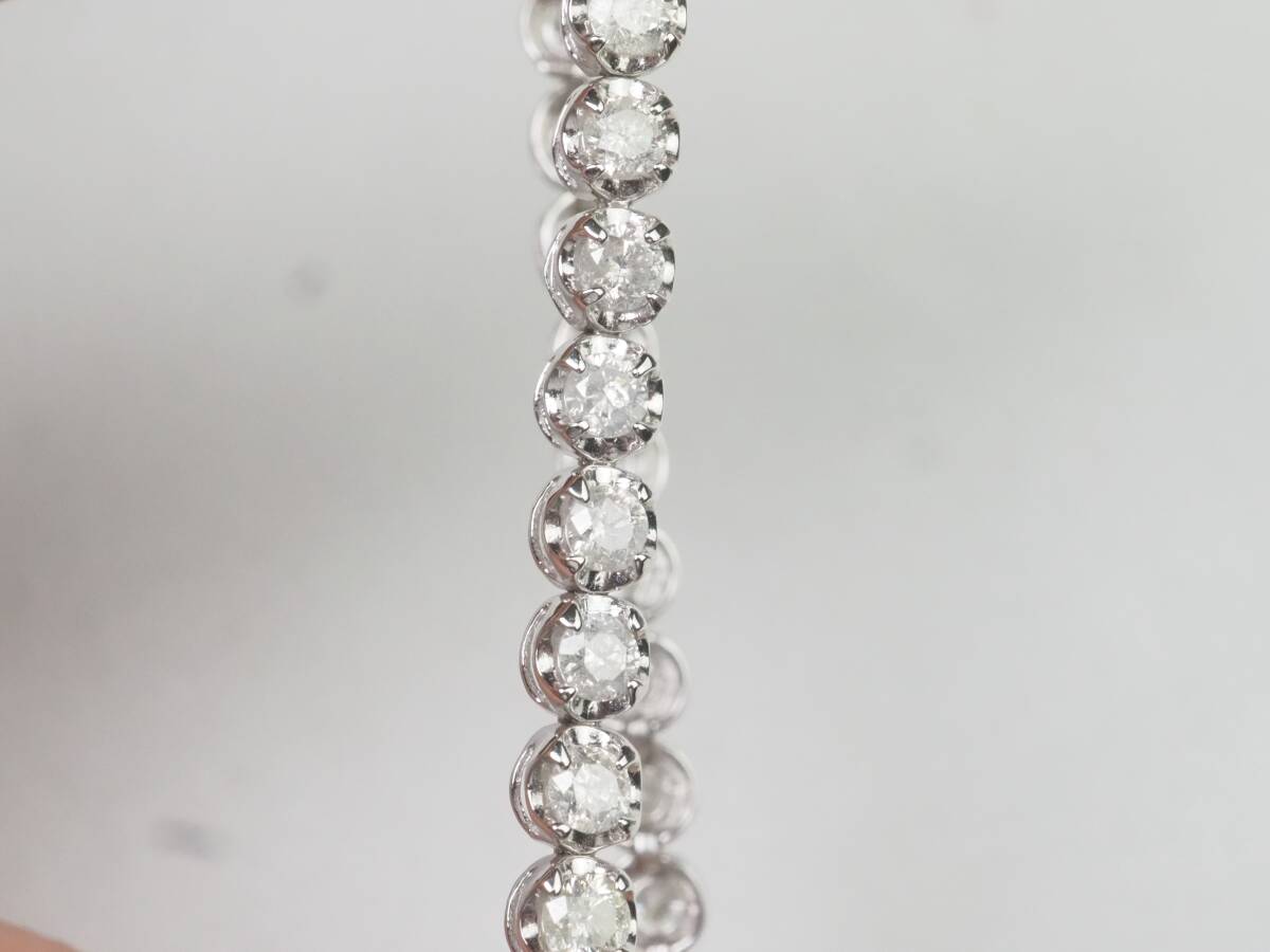 【3828A】Pt900/K14 テニスブレス 天然ダイヤモンド 3.00ct/8.2g ブレスレットの画像5