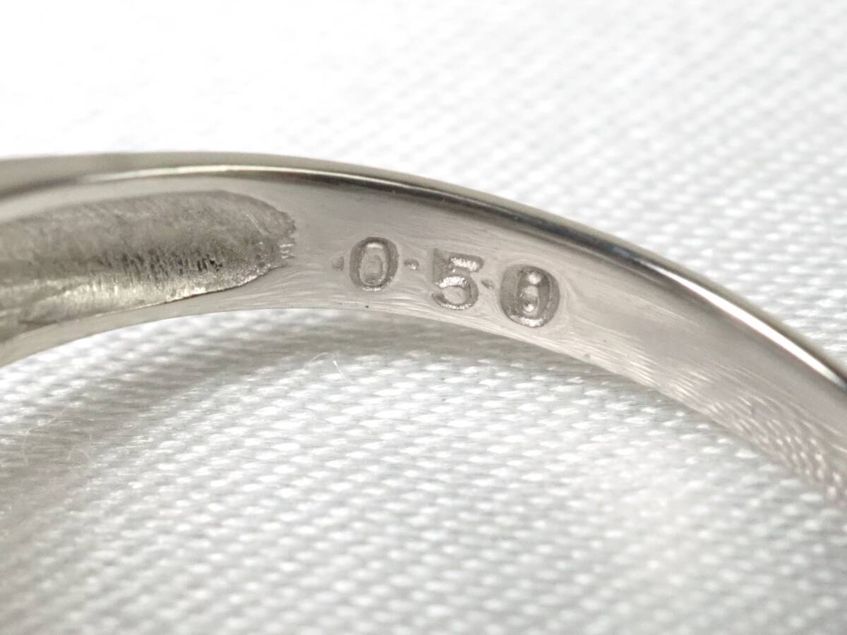 [3788M]Pt900 платина натуральный бриллиант 0.50ct/3.1g кольцо кольцо #7.5