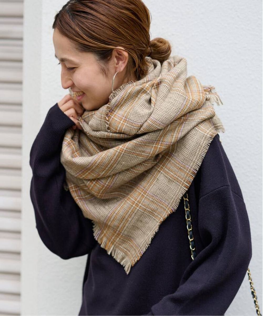 THROW スロー ストール Deuxieme Classe チェック ウール リネン THROW スロー ストール Deuxieme Classe チェック ウール リネン
