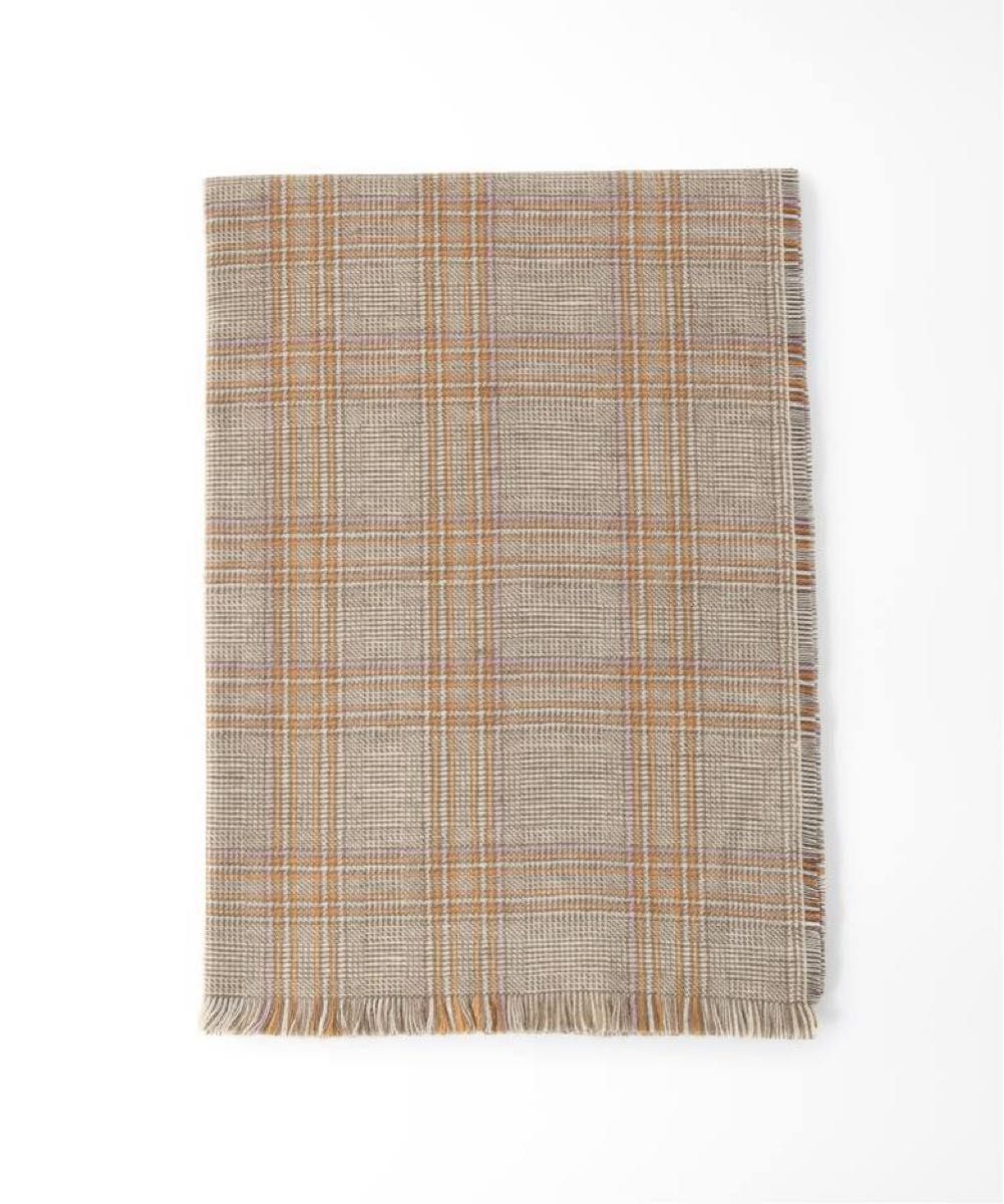 THROW スロー ストール Deuxieme Classe チェック ウール リネン THROW スロー ストール Deuxieme Classe チェック ウール リネン