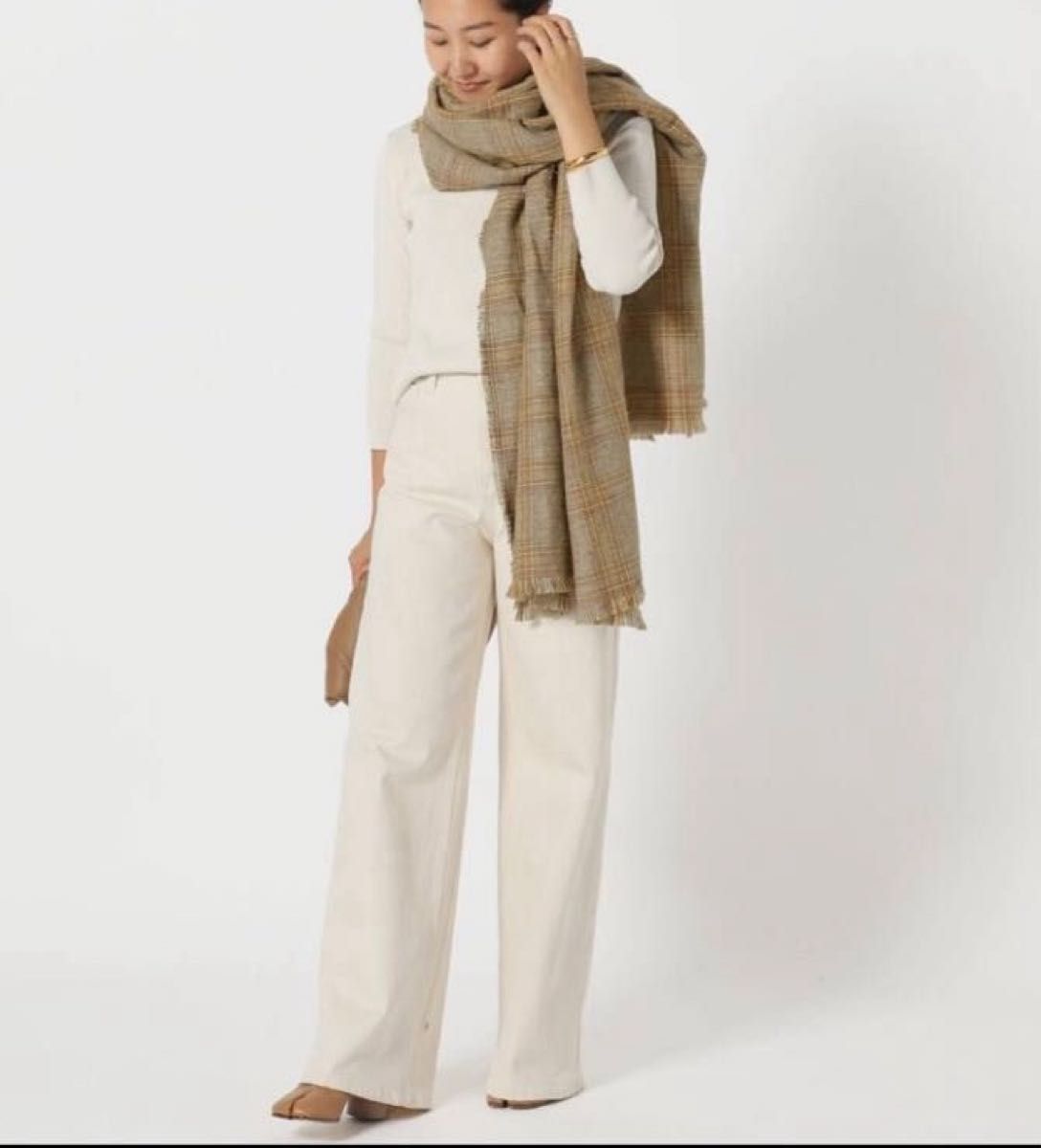 THROW スロー ストール Deuxieme Classe チェック ウール リネン THROW スロー ストール Deuxieme Classe チェック ウール リネン