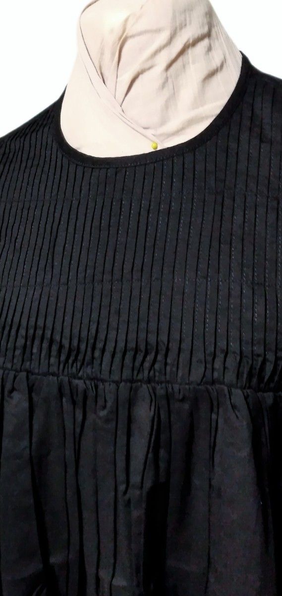 アメリカンホリックフロントピンタックブラウスMオーバーサイズ身幅132新品タグ付黒