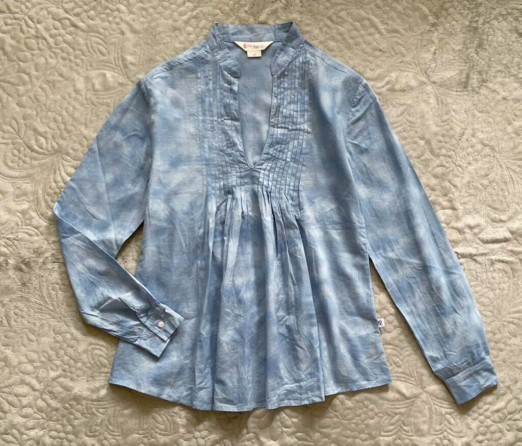 POLO JEANS Ralph Lauren blouse tunic botani cards k Skipper light blue Gold .. dyeing long sleeve cotton Polo jeans S
