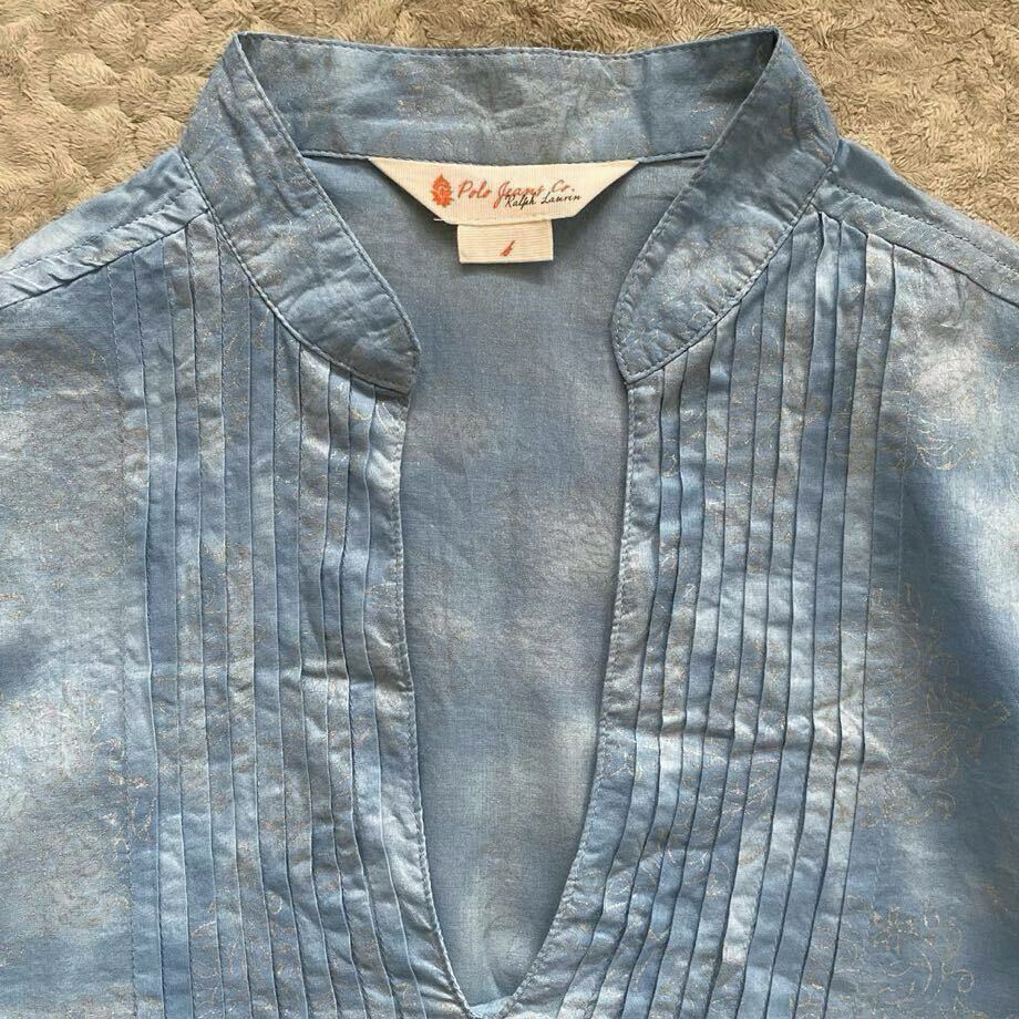 POLO JEANS Ralph Lauren blouse tunic botani cards k Skipper light blue Gold .. dyeing long sleeve cotton Polo jeans S