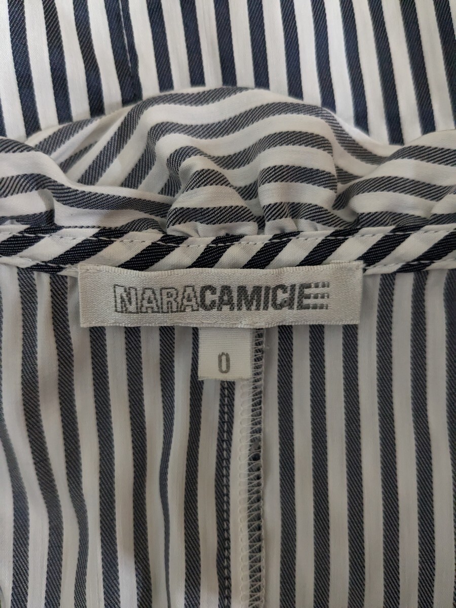 * бесплатная доставка *NARACAMICIE Nara Camicie рубашка с коротким рукавом блуза оборка полоса tops женский размер 0