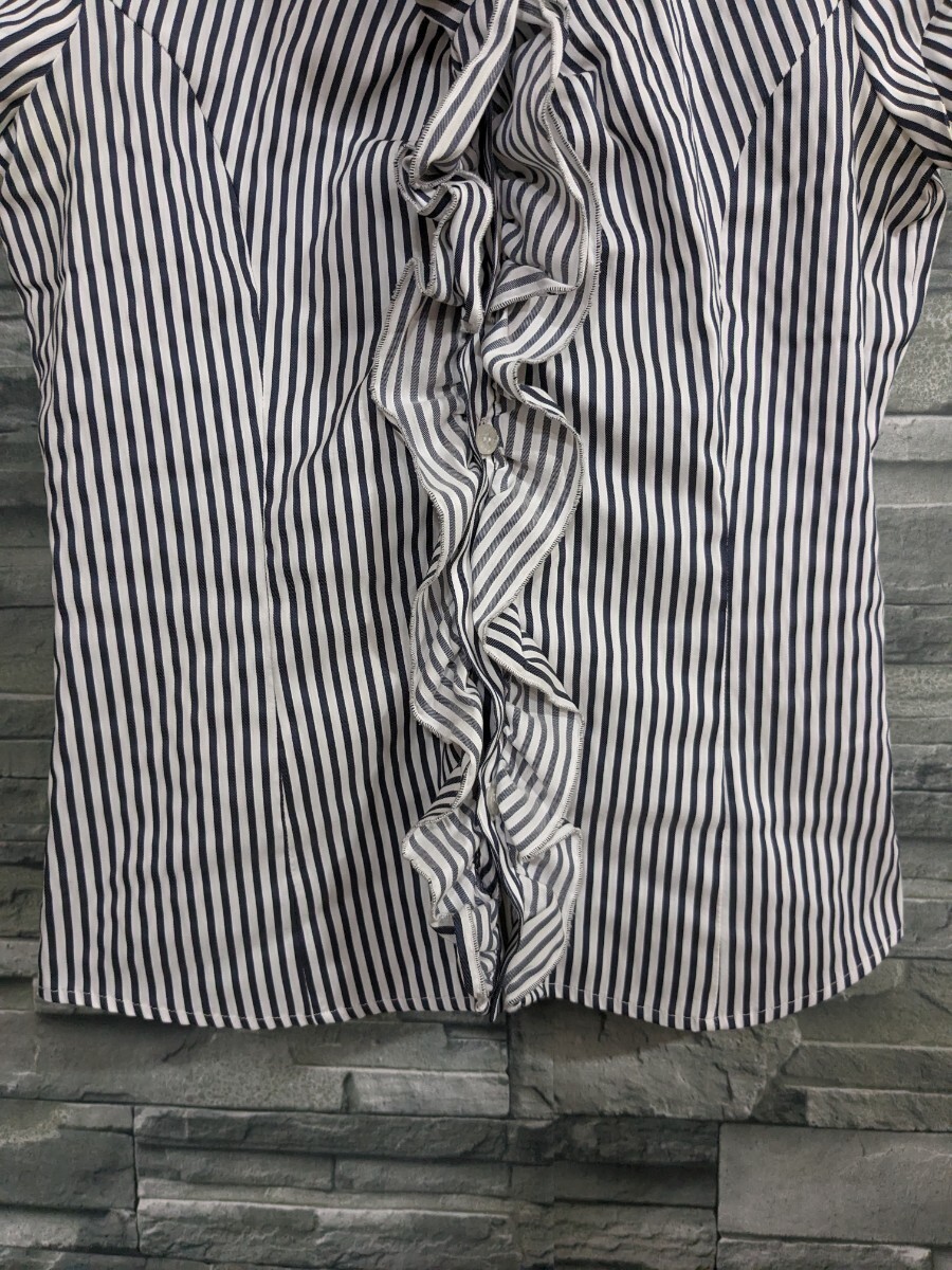 * бесплатная доставка *NARACAMICIE Nara Camicie рубашка с коротким рукавом блуза оборка полоса tops женский размер 0