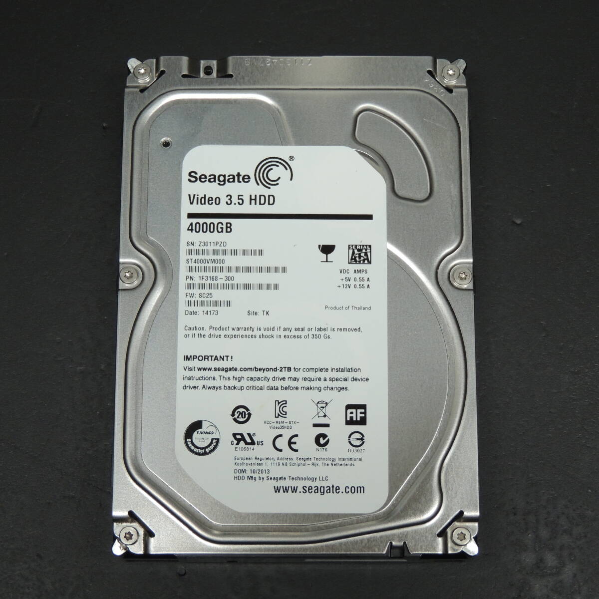 【検品済み】Seagate 4TB HDD ST4000VM000 (使用9446時間) 管理:キ-04の画像1