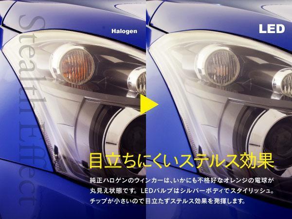 ホンダ エレメント YH2 H15.4～H17.7 フロント/リア対応 LEDウィンカーバルブ T20 ピンチ部違い ハイフラ内蔵 2本_画像5