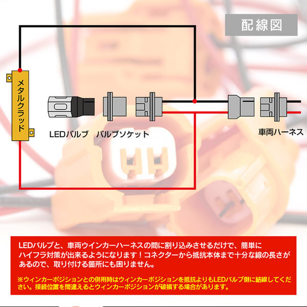 ホンダ N-VAN JJ1/JJ2 H30.7～ 対応 ハイフラ防止抵抗器付き配線 カプラーオン ワンタッチ LED取付に_画像4