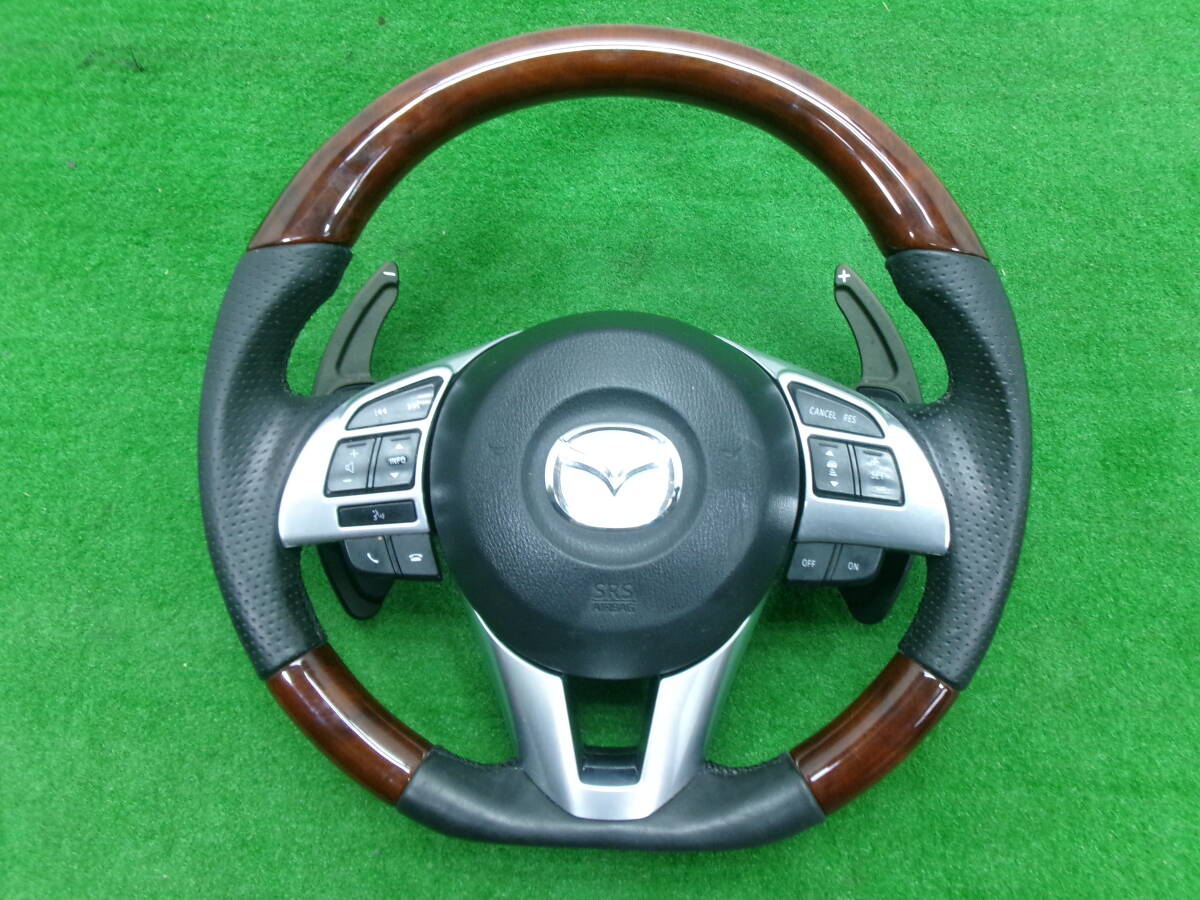  Atenza Wagon LDA-GJ2FW previous term steering wheel steering wheel horn pad airbag cover wood leather original H26 year XD GJ series K3887