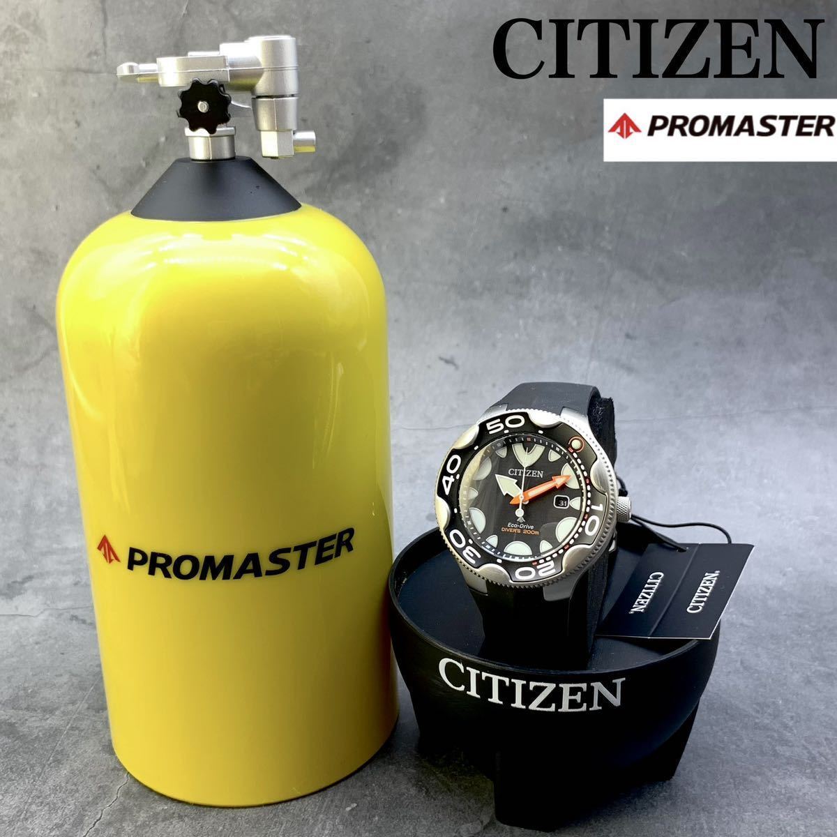 定価6.6万 シチズン ソーラー プロマスター オルカ ダイバー エコドライブ CITIZEN クロノグラフ 200m防水 メンズ腕時計 男性 黒 イルカ_画像2