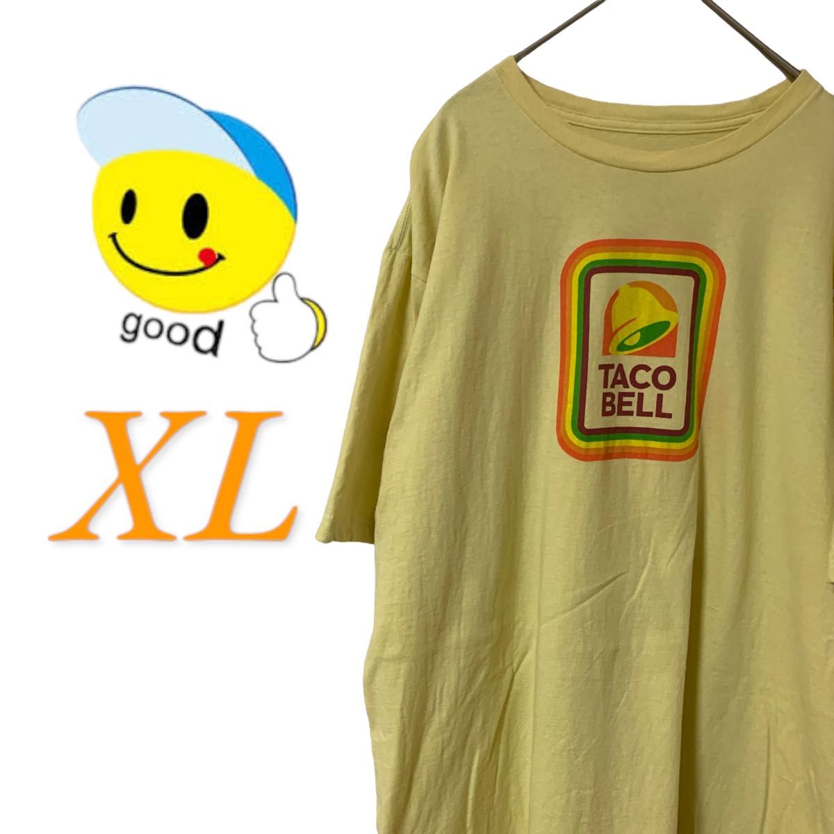 【US古着】グッドデザイン イエロー XL 企業 タコベル Tシャツ 半袖 レギュラーヴィンテージ プリント メンズ レディース