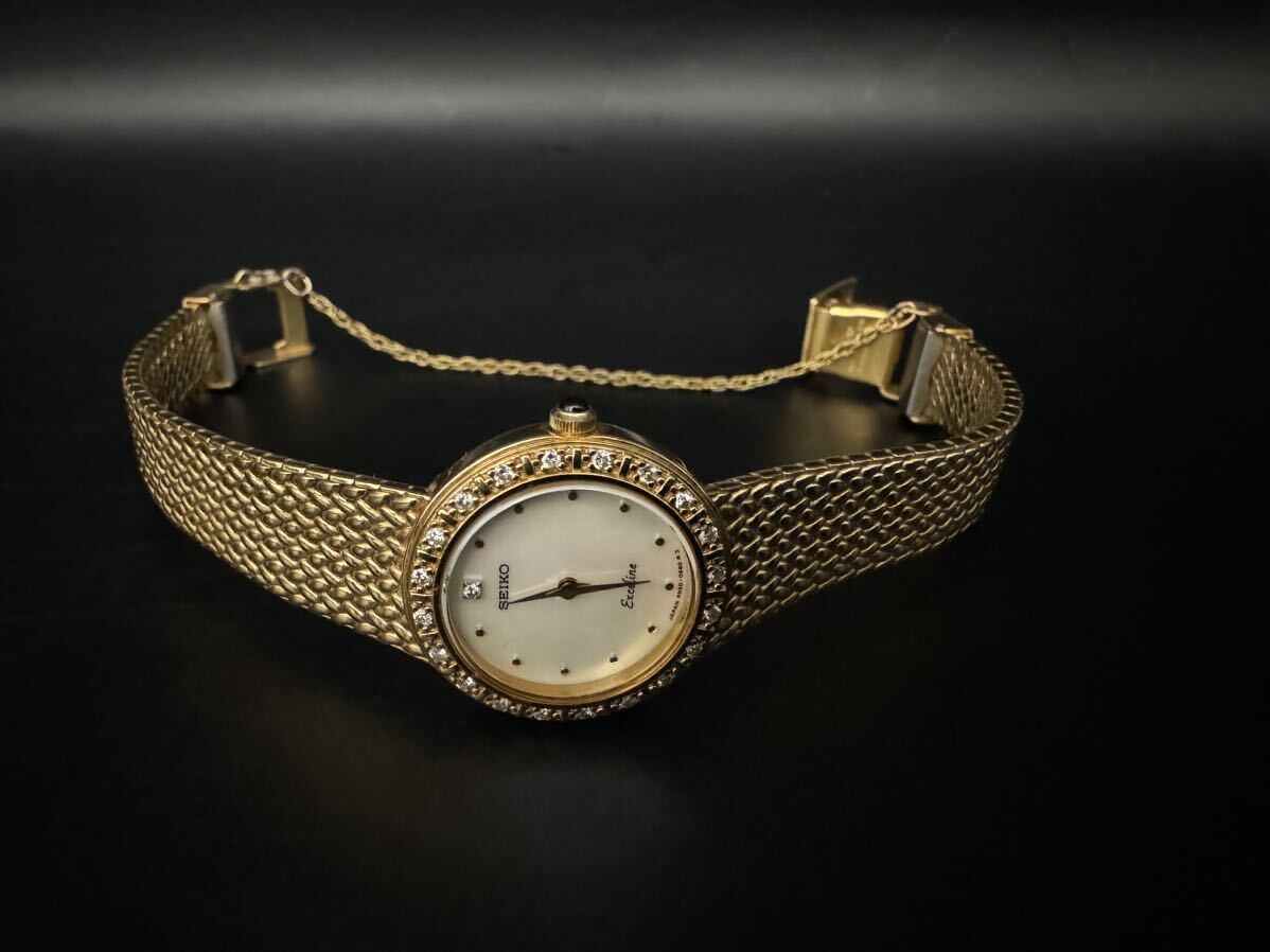 不動品 SEIKO EXCELINE セイコー エクセリーヌ 4N20-0390 ダイヤベゼル クォーツ レディース 腕時計の画像8