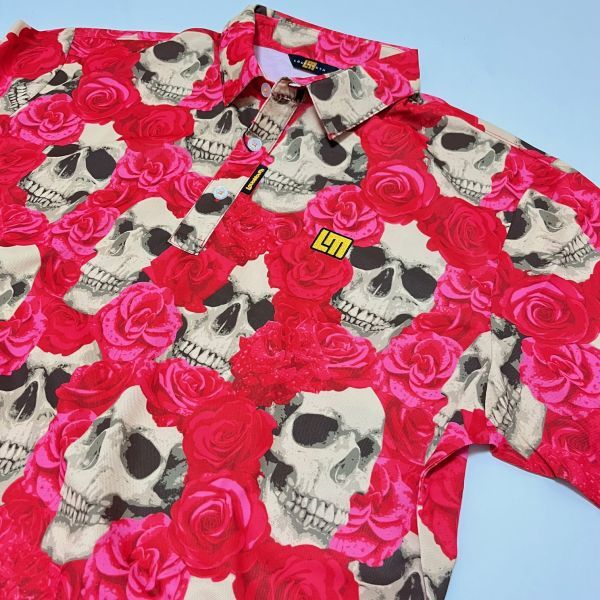 ★特価品★LOUDMOUTH ラウドマウス メンズ 半袖ポロシャツ/389 Beautiful skull《サイズ3XL》の画像2