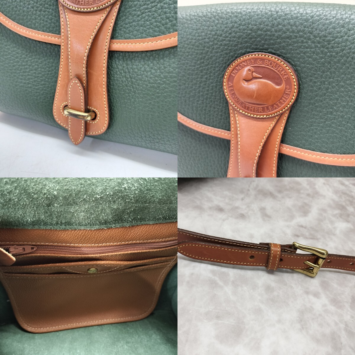 A[A-28] super rare *du- knee & Burke DOONEY&BOURKE handbag shoulder bag leather a Hill green green leather original leather shoulder ..