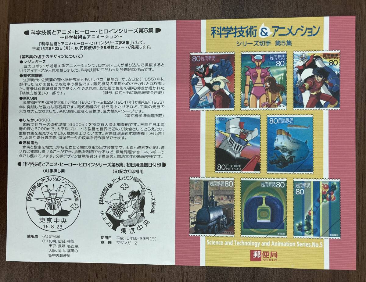 当時品 激レア 【 マジンガーZ 記念切手・解説書 わくわく切手ニュース 2004 ⑩ / 科学技術とアニメ・ヒーロー・ヒロインシリーズ 】郵便局_画像4