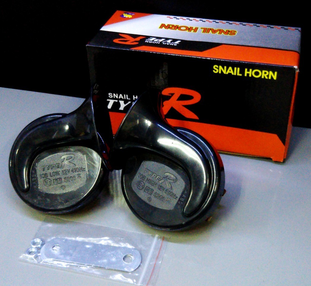 TypeR SNAIL HORN horn stay attaching Claxon black × red 12V 100db frequency L/410hz H/510hz new goods all-purpose 