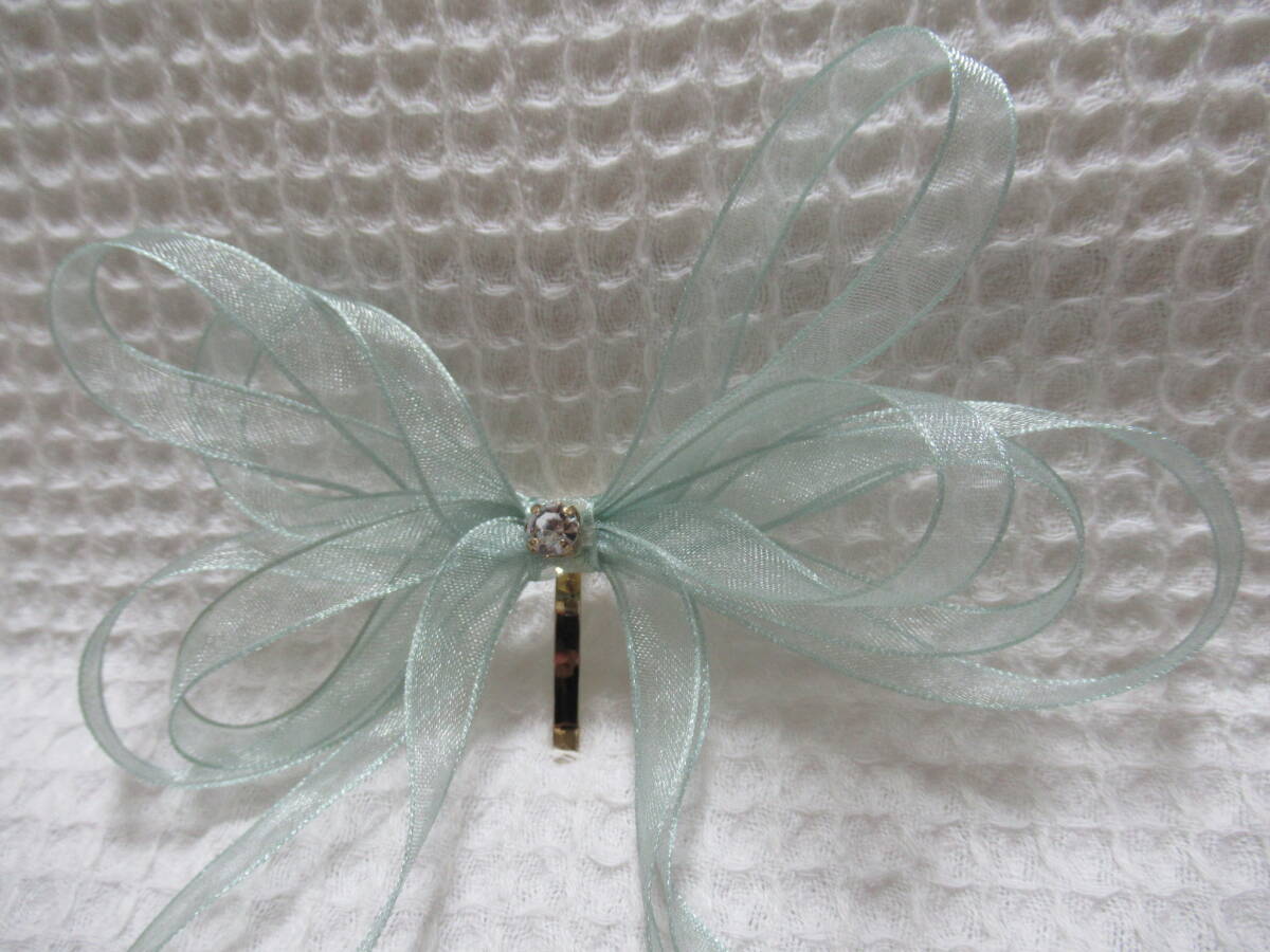  auger nji- style. small . cloth. ribbon type crystal. biju- attaching Gold po knee hook light blue green group 