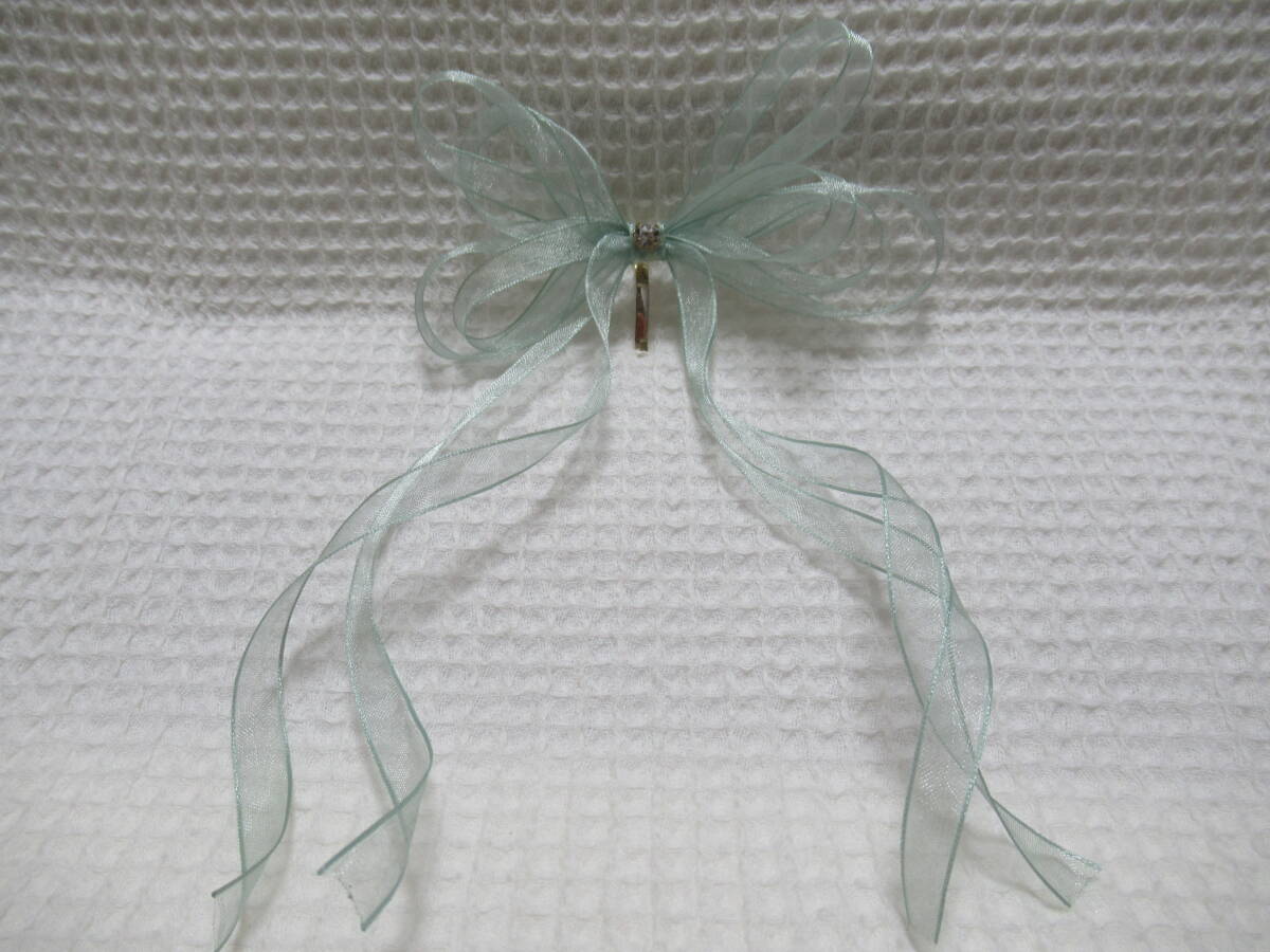  auger nji- style. small . cloth. ribbon type crystal. biju- attaching Gold po knee hook light blue green group 