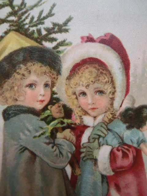 アンティーク 古いポストカード・絵葉書 * 双子と思えるほど似ている兄妹 * 1904年消印 の画像2