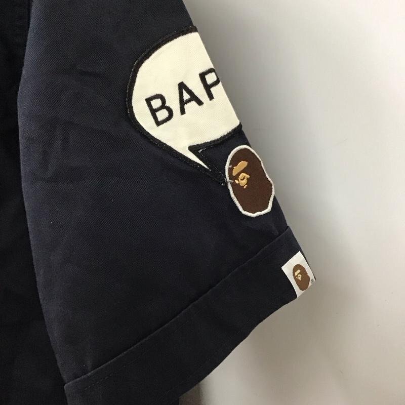 A BATHING APE L アベイシングエイプ シャツ、ブラウス 半袖 ワークシャツ Shirt Blouse 紺 / ネイビー / 10109879_画像5