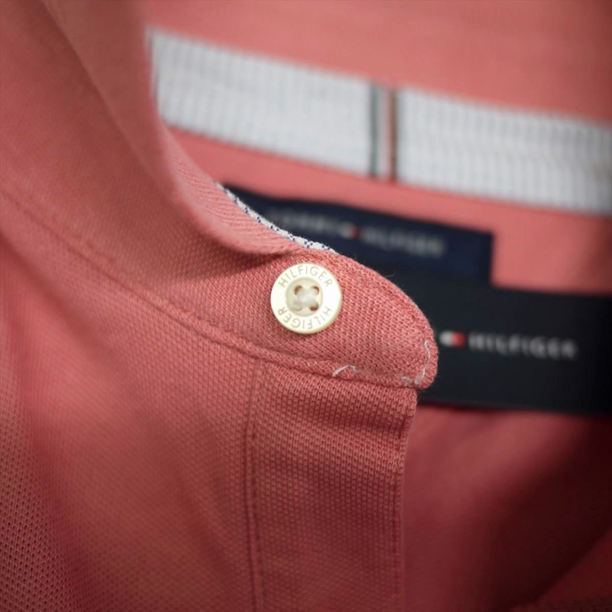  новый товар Tommy Hilfiger вышивка Logo стрейч рубашка-поло (XL) розовый серия Golf тоже!TOMMY HILFIGER USA модель /aa123