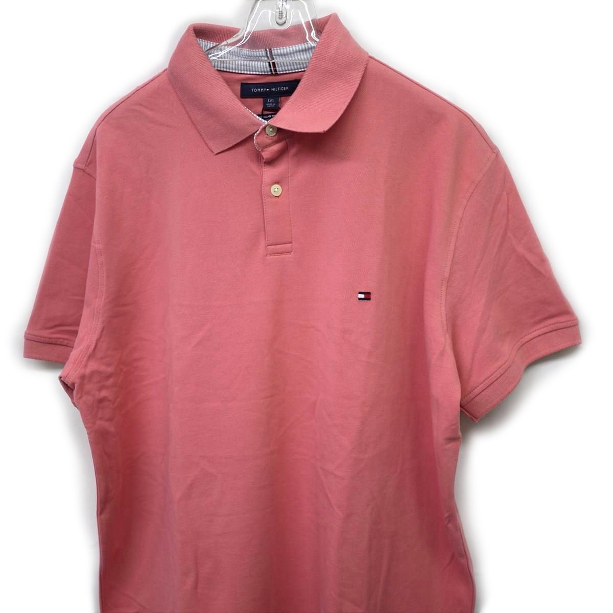 新品 トミーヒルフィガー 刺繍ロゴ ストレッチ ポロシャツ(XL) ピンク系 ゴルフにも！TOMMY HILFIGER USAモデル /aa123_画像7