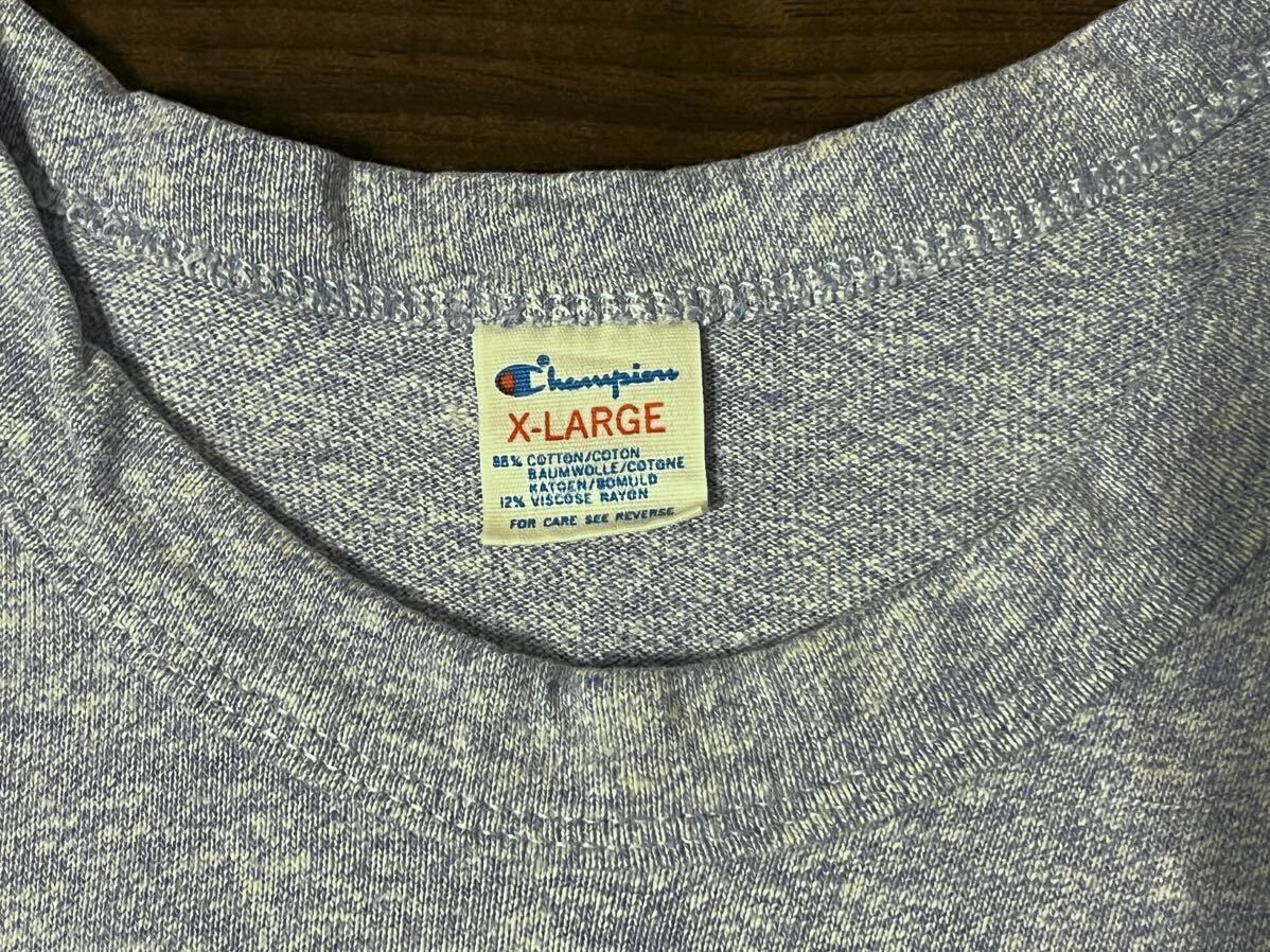 スペシャル80s Champion トリコタグ前期 ビンテージカレッジTシャツ XL 青杢 染み込み USA製 検バータグランタグ単色リバース60s70s90s_画像4