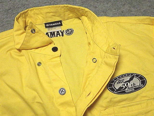 ヤマハ ＹＡＭＡＨＡ 半袖シャツ ピットシャツ Ｍサイズ ５０周年 インターカラー ストロボライン イエロー の画像5