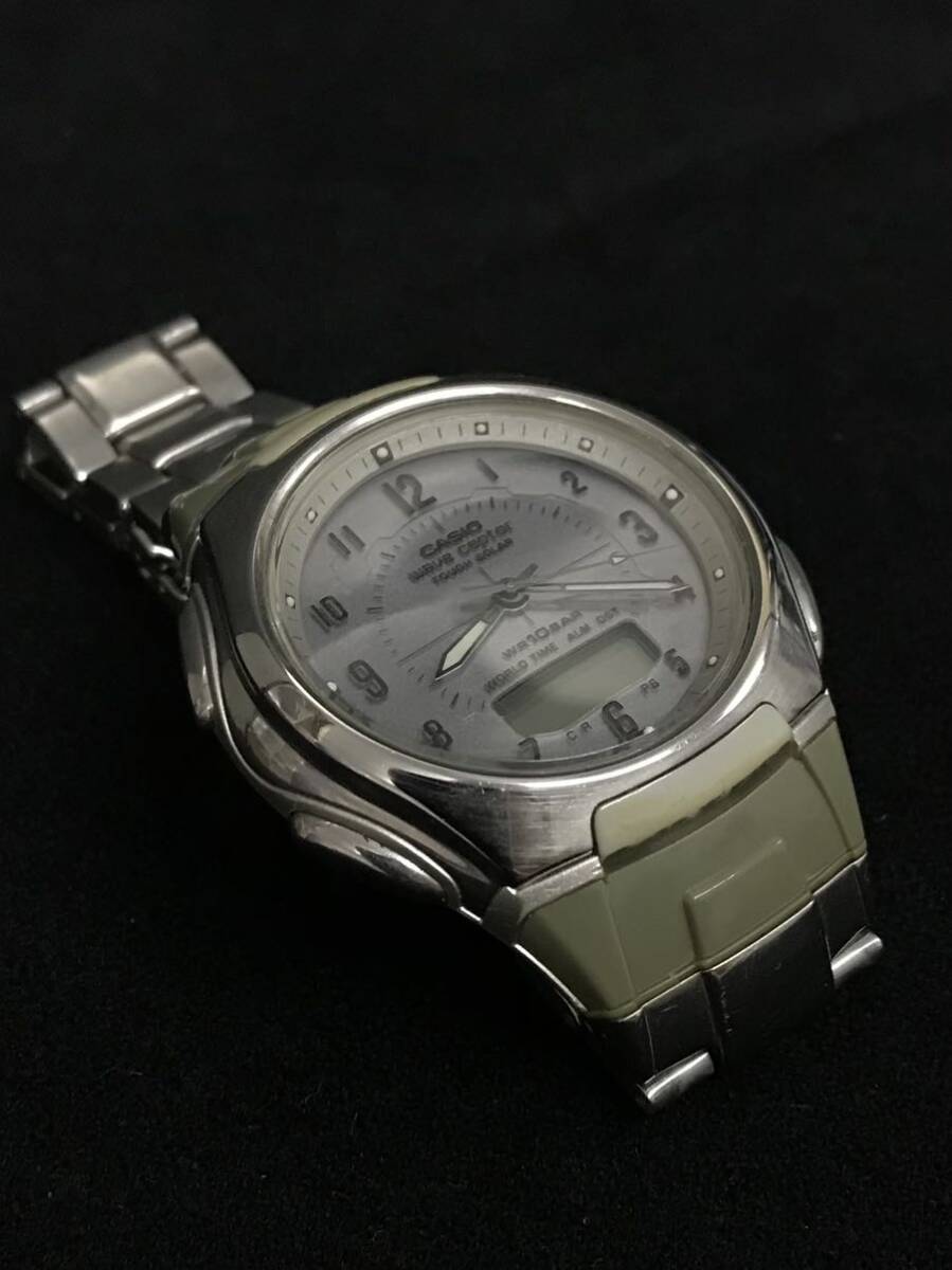 C897★CASIO カシオ メンズ腕時計 タフソーラー WVA-430J 動作未確認 文字盤シルバー_画像2