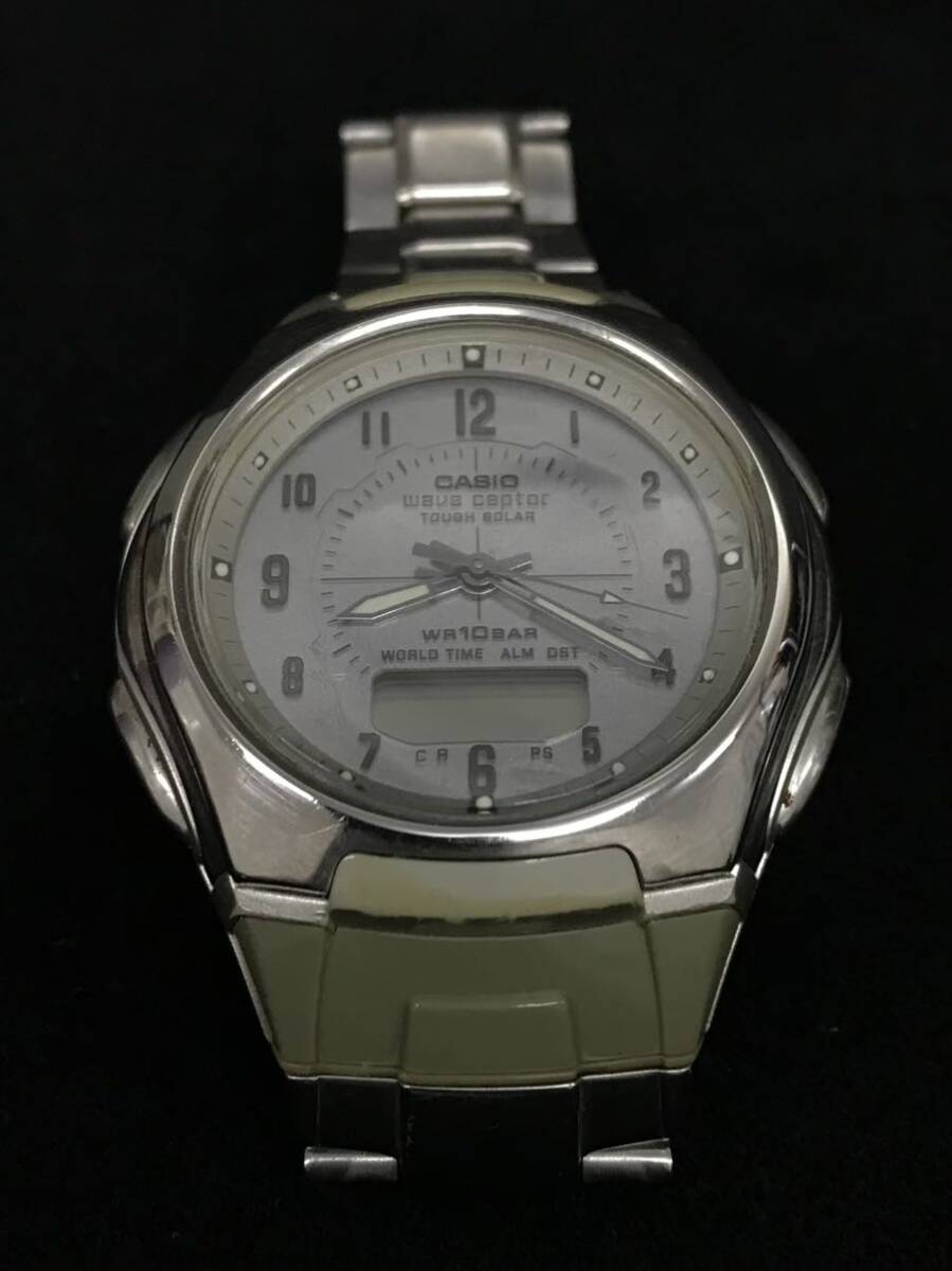 C897★CASIO カシオ メンズ腕時計 タフソーラー WVA-430J 動作未確認 文字盤シルバーの画像1