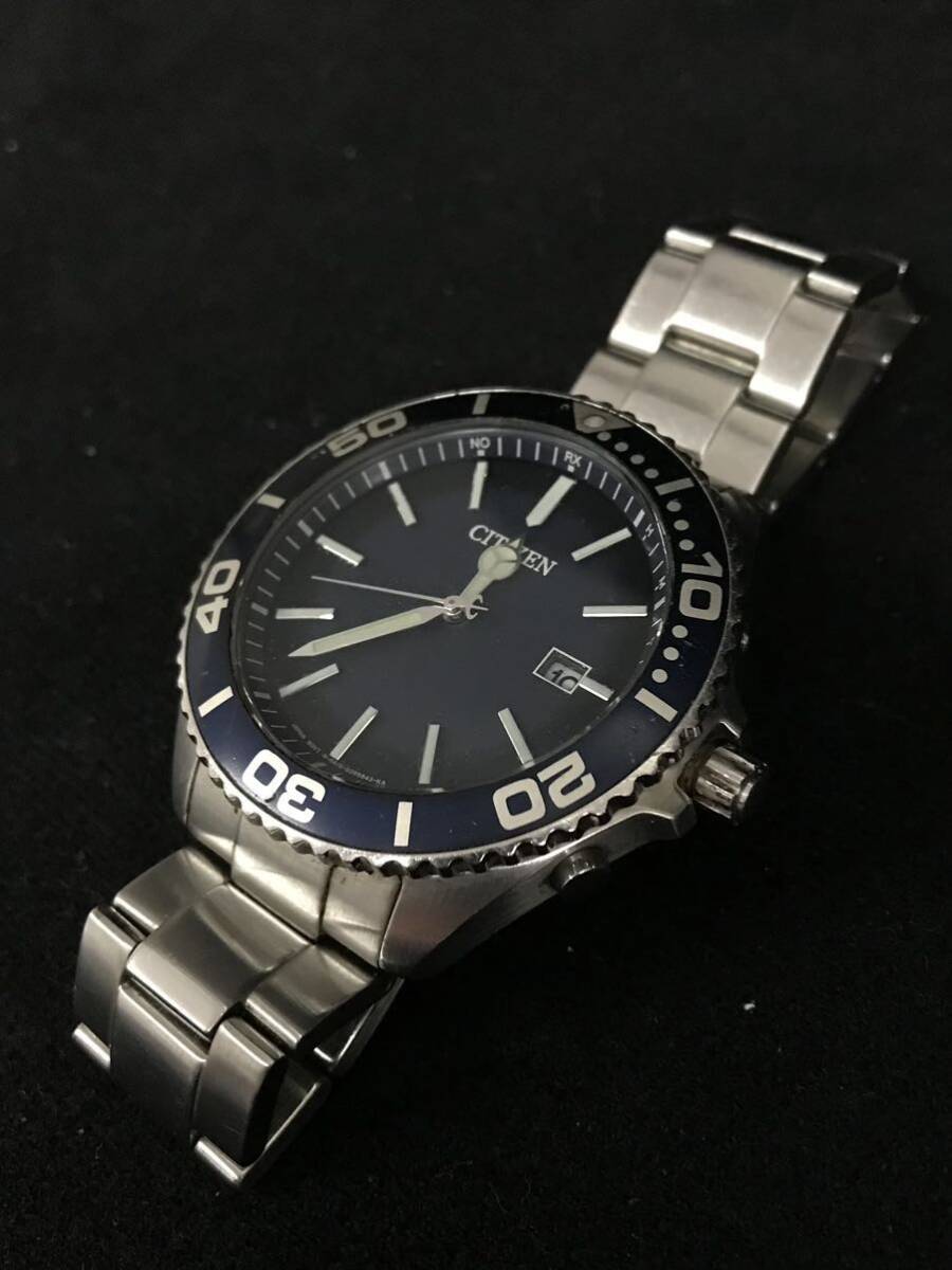 C856★citizen シチズン エコドライブ オルタナ 電波ソーラー 腕時計 メンズ H416-S064619 純正ブレス の画像3