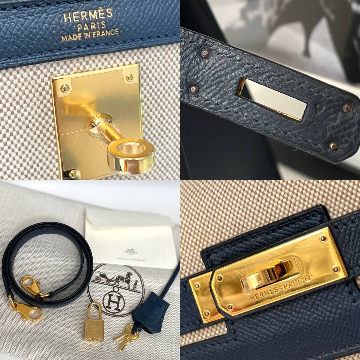 28005 HERMES エルメス ケリー32 トワルアッシュ クシュベル ブルー_画像4