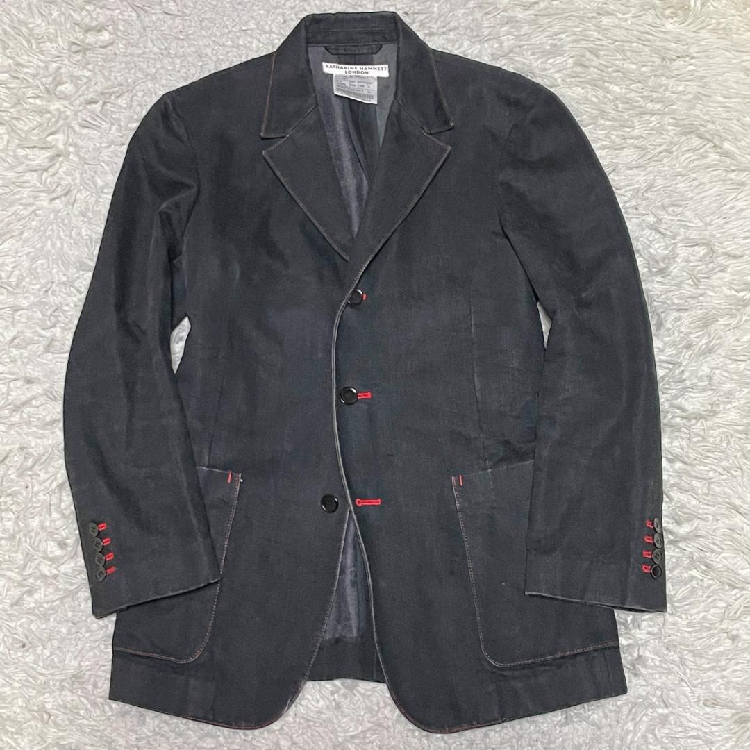 KATHARINE HAMNETT LONDON Katharine Hamnett Denim tailored jacket красная отстрочка 3 кнопка casual размер S черный 