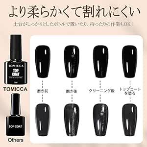 TOMICCA gel nails topcoat base coat 8ml 2 pcs set non wipe .. taking . un- necessary high capacity UV/LED against 