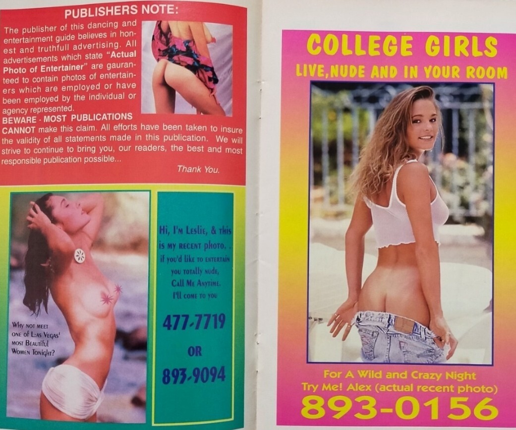 ラスベガスヒート 海外ヌード冊子 印刷物 ホットコール Hot Call 1995年 ピンクチラシ エスコート 14ページの画像2