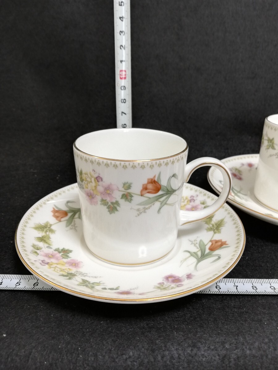 CS471.【未使用】WEDGWOOD ウェッジウッド ヴィンテージ　廃番　コーヒー カップ＆ソーサー　ミラベル 　2客セット 洋食器 花柄 金彩 /60_画像3