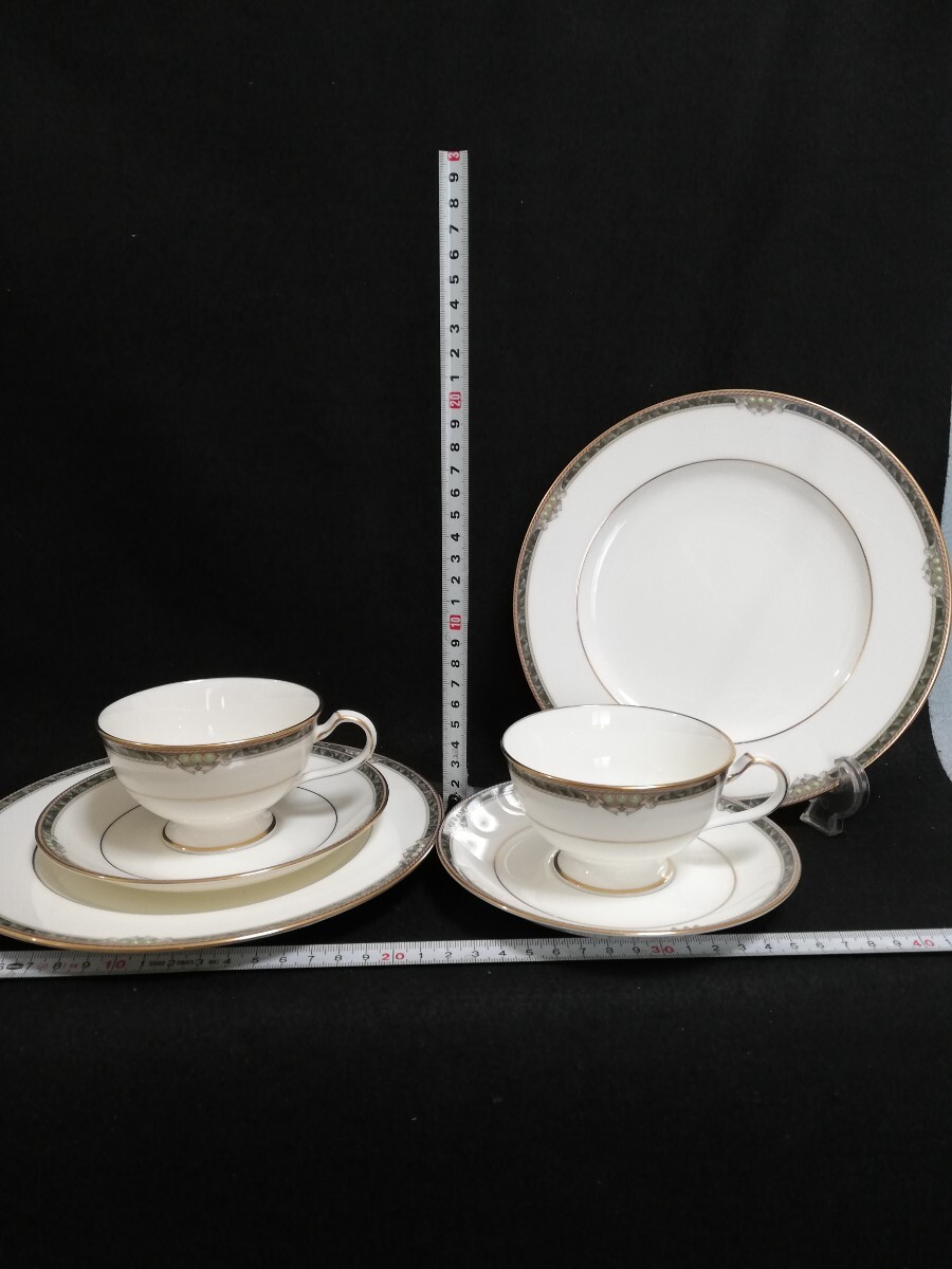 CS474. 【未使用】Noritake ノリタケ STREAM SIDE カップ＆ソーサー ティーカップ コーヒーカップ 2客 ケーキ皿　2枚セット/80_画像1