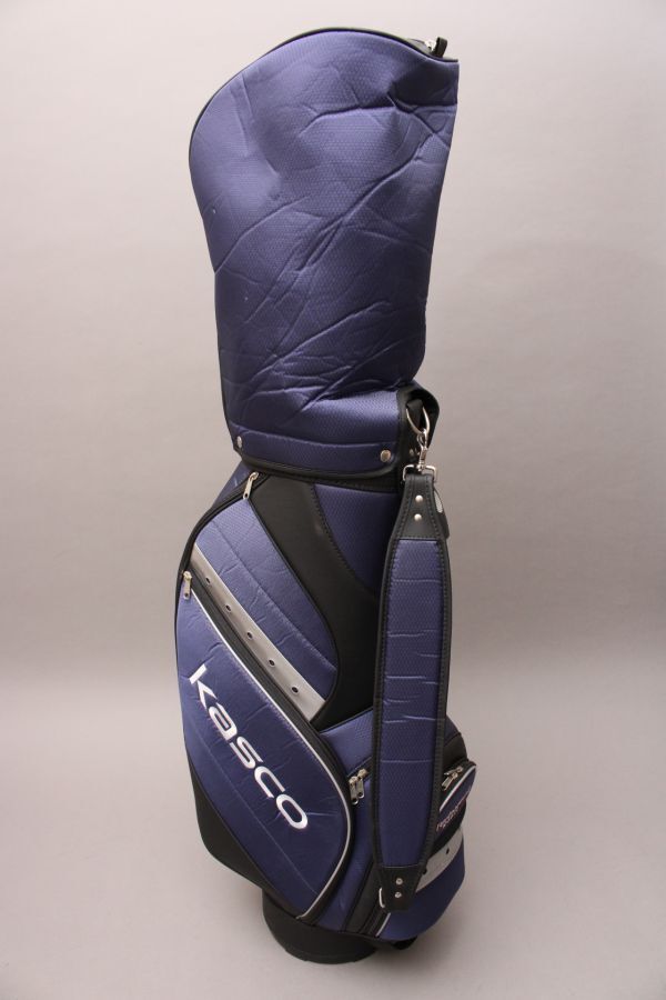 [ unused . close ]Kasco Kasco caddy bag {8.5 type } Cart 6 division navy shoulder hood beautiful goods Golf bag #160*G176