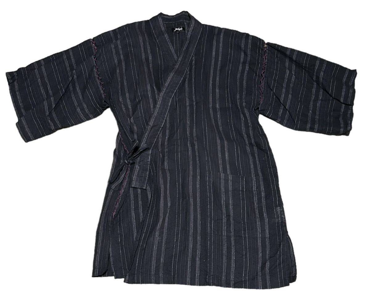  jinbei * Samue top and bottom set black Japanese clothes peace Hattori shop put on men's man M size cotton 100%