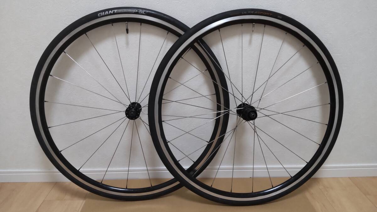 自転車 ホイール 前輪 後輪 SHIMANO WH-R501 622-15C タイヤ GIANT P-SL1 continental ULTRASPORT 700-23C セット商品 中古品の画像1