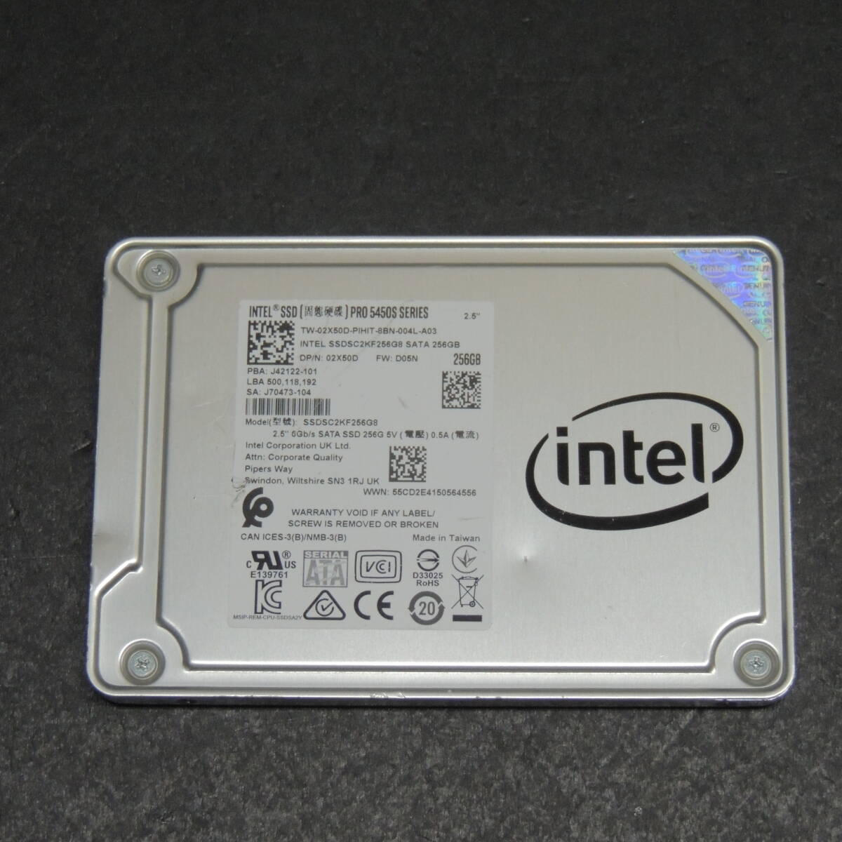 【検品済み】INTEL SSD PRO 5450S series 256GB SSDSC2KF256G8 (使用953時間) 管理:s-17_画像1