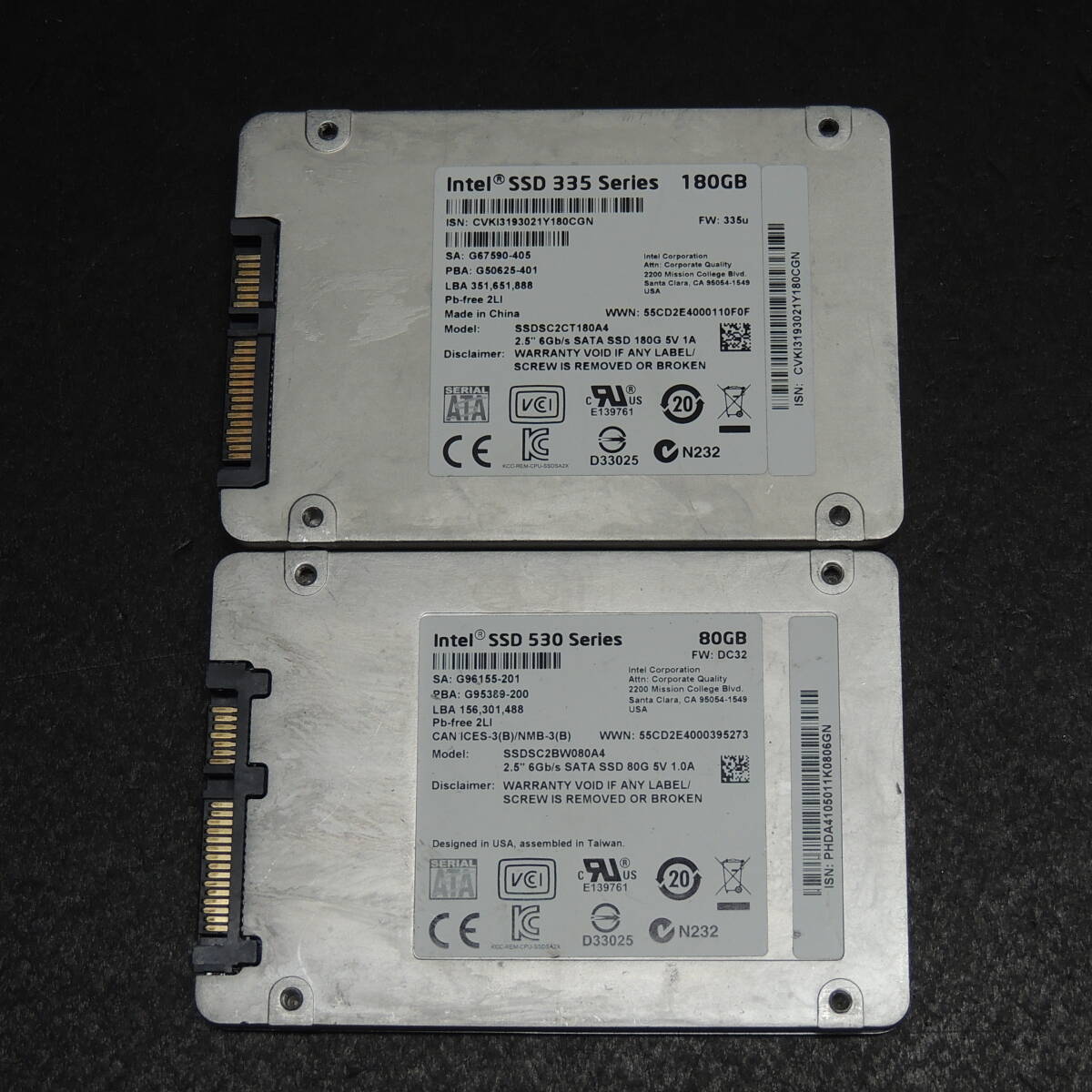 【2台まとめ売り/検品済み】INTEL SSD 80GB 180GB SSDSC2BW080A4 / SSDSC2CT180A4 (使用時間：784h/4602h)管理:s-42の画像4