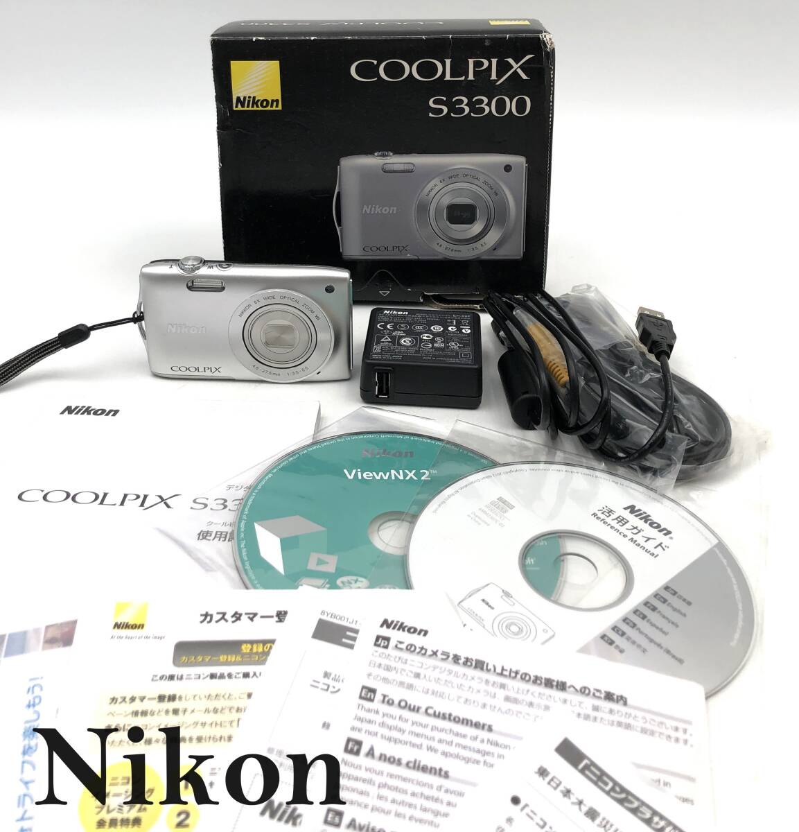 7702706-1【NIKON】COOLPIX/ニコン/クールピクス/コンパクトデジタルカメラ/デジタルカメラ/デジカメ/S3300/通電確認済の画像1
