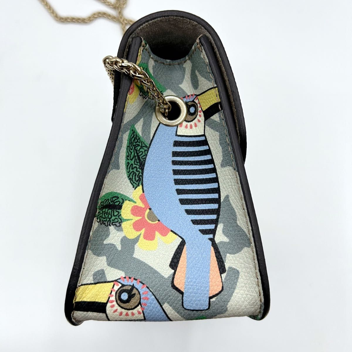 激レア×美品 FURLA フルラ メトロポリス 鳥 総柄 チェーン 激レア×美品 FURLA フルラ メトロポリス 鳥 総柄 チェーン