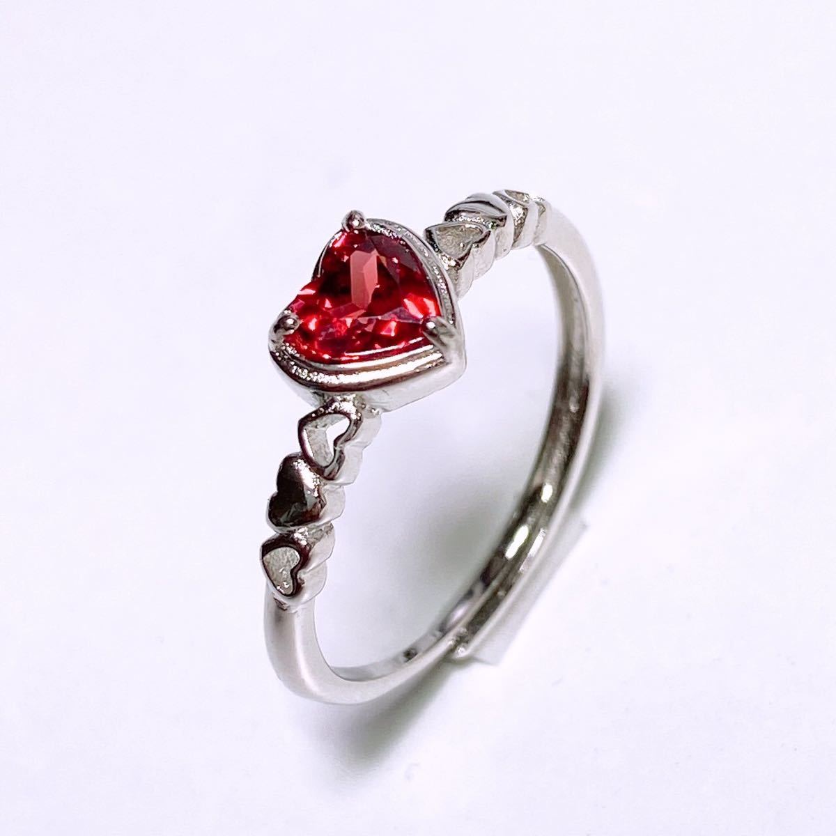 最高級ガーネット　ハートカットリング　0.5ct フリーサイズ_画像3