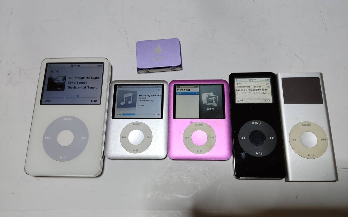 Apple iPod 30GB ,8GB ,4GB ,2GB ,1GB,通電確認済み、ipod MASA 、６台まとめ売り、ジャンク品扱いの画像1